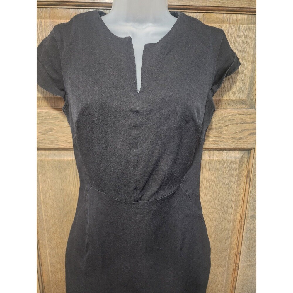 Banana Republic Black Denim Dress Size 6 Cotton Blend Back Zip - Picture 2 of 7